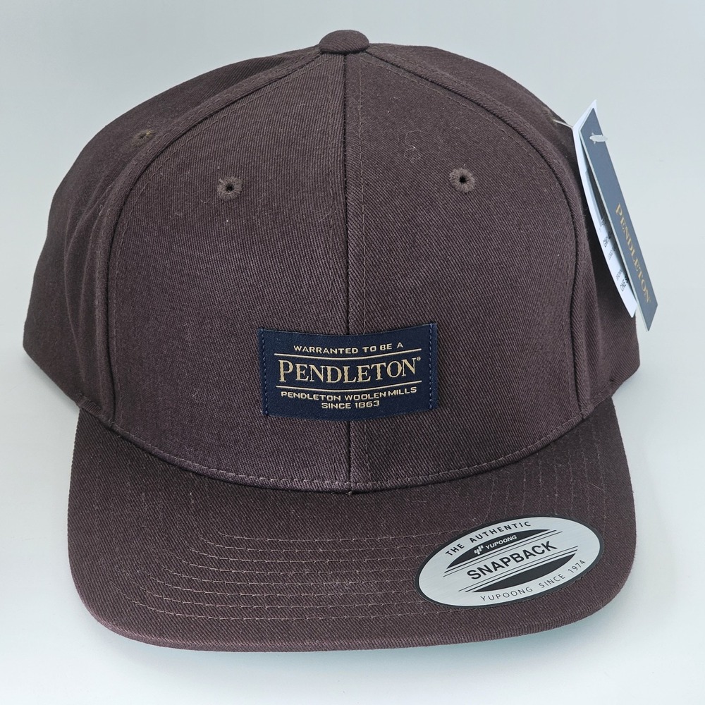 NWT Pendleton Logo Brown Flat Brim Snapback Hat GM140-41117 100% Cotton - NEW